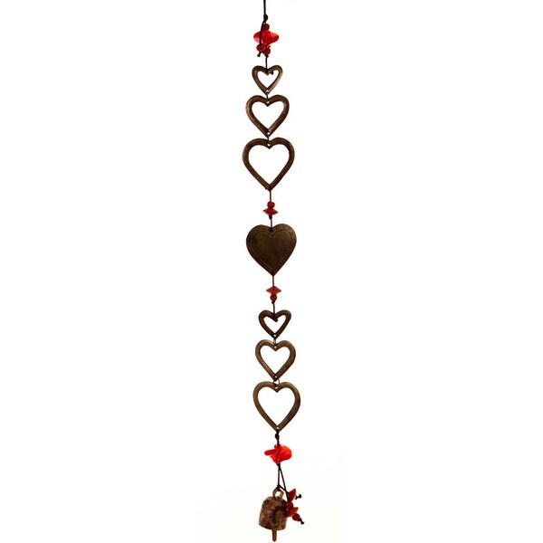 Handmade It's Raining Hearts Wind Chime (India)