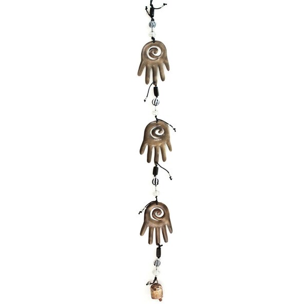 Handmade Three Hamsa Hands Of Love Wind Chime India Free Handmade Three Hamsa Hands Of Love Wind Chime India