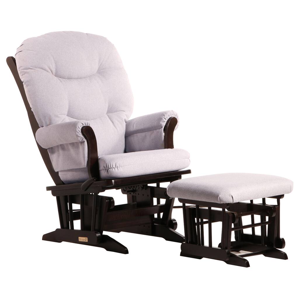 Dutailier Espresso/ Light Grey Multi-position Sleigh Glider and Ottoman Set