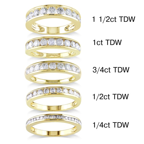 Miadora 14k Yellow Gold 1/4 to 1 1/2ct TDW Diamond Semi Eternity Band (G H, I1 I2) Miadora Women's Wedding Bands