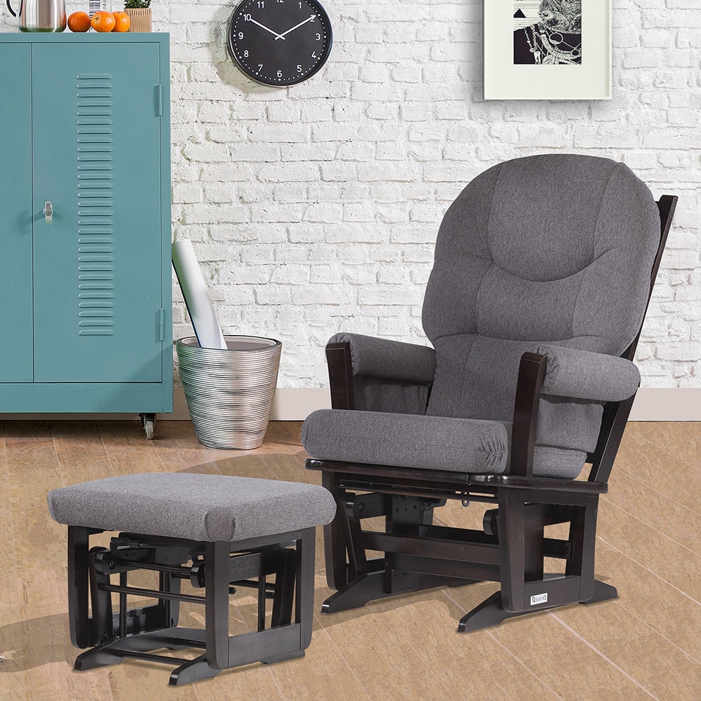 Dutailier Espresso/ Dark Grey Modern Glider and Ottoman Set