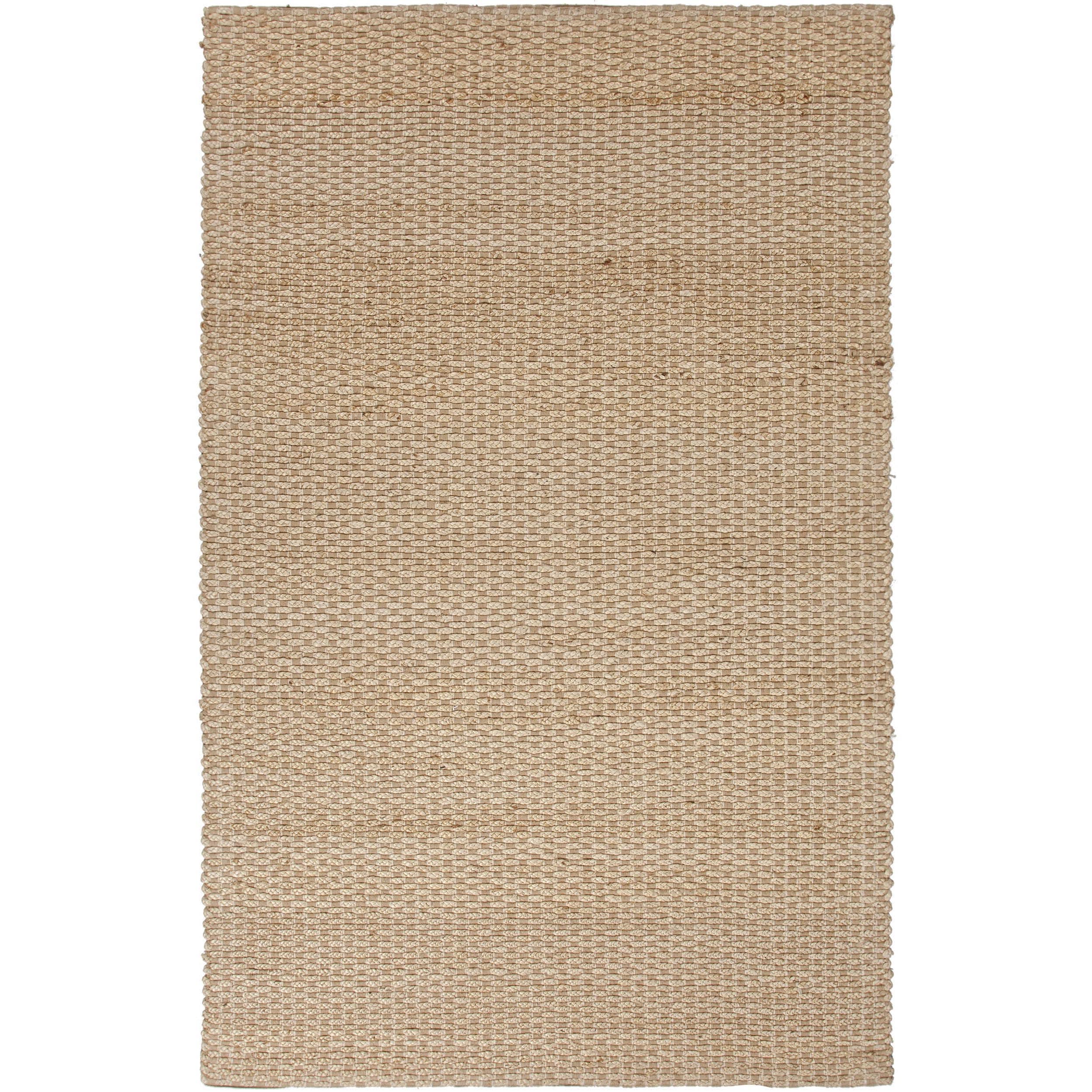 Natural Solid Jute/ Cotton Beige/ Brown Rug (5 X 8)