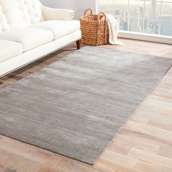 Phase Handmade Solid Gray/ Silver Area Rug - 5' x 8'