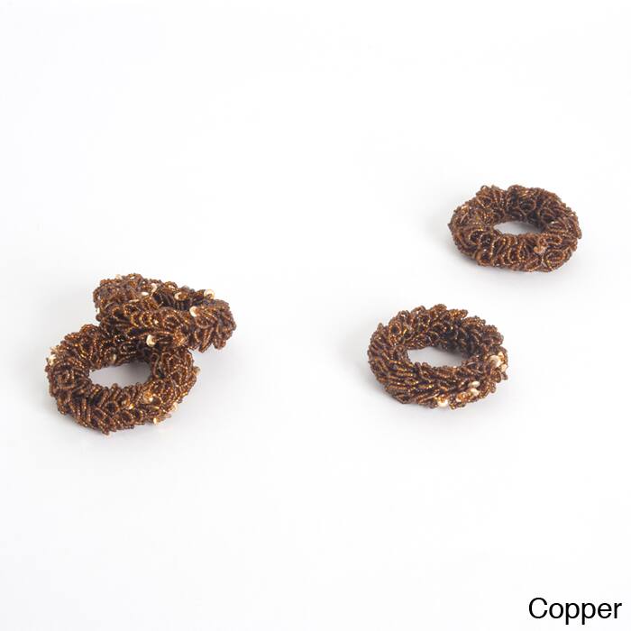 Saro Beaded Metal Napkin Rings (Set of 4)