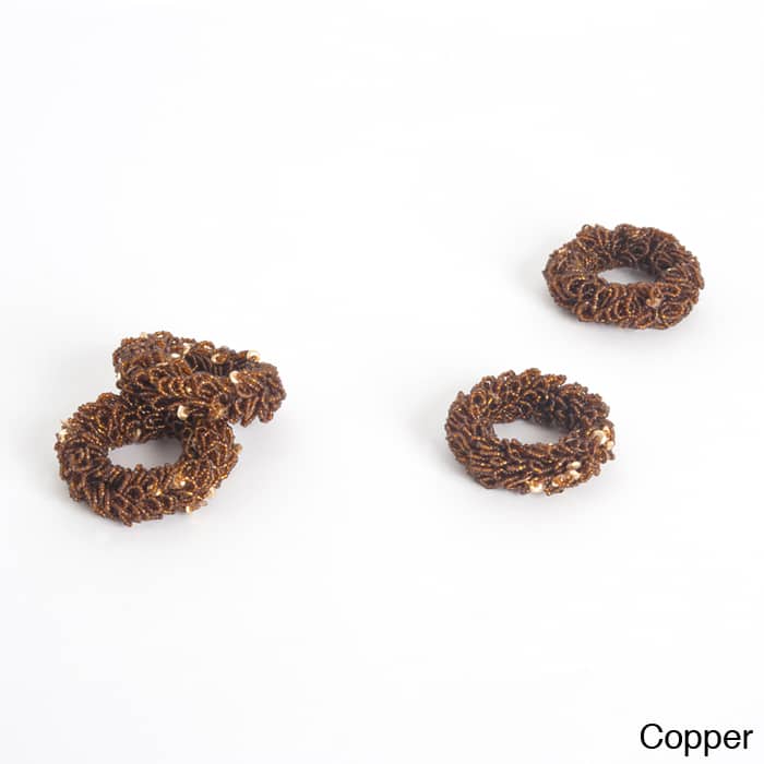 Saro Beaded Metal Napkin Rings (Set of 4)