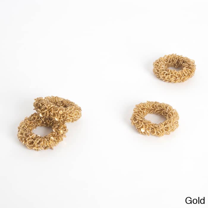 Saro Beaded Metal Napkin Rings (Set of 4)