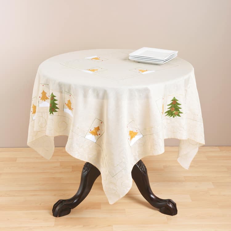Saro Square Embroidered Holiday Table Topper