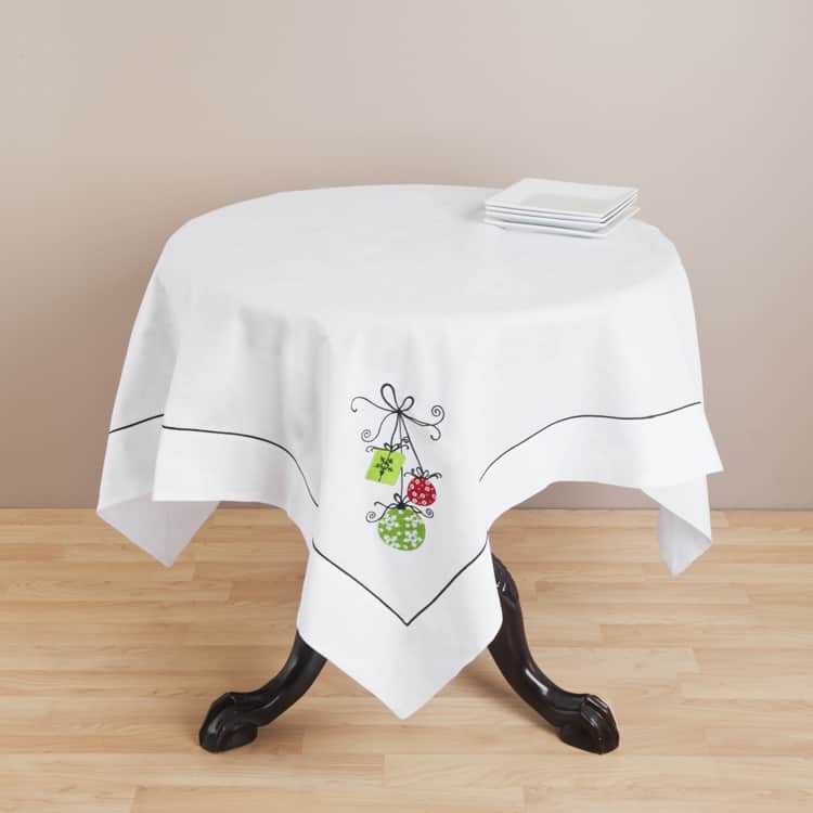 Square Embroidered Christmas Table Topper