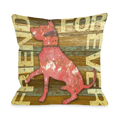 Puppy Pillows 18-inch Friend Forever Wood Throw Pillow