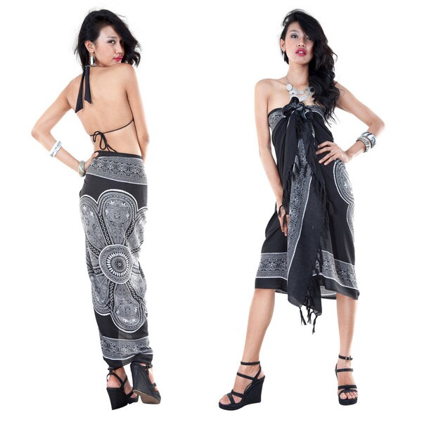 Handmade 1 World Sarongs Women's Lotus Floral Sarong (Indonesia)