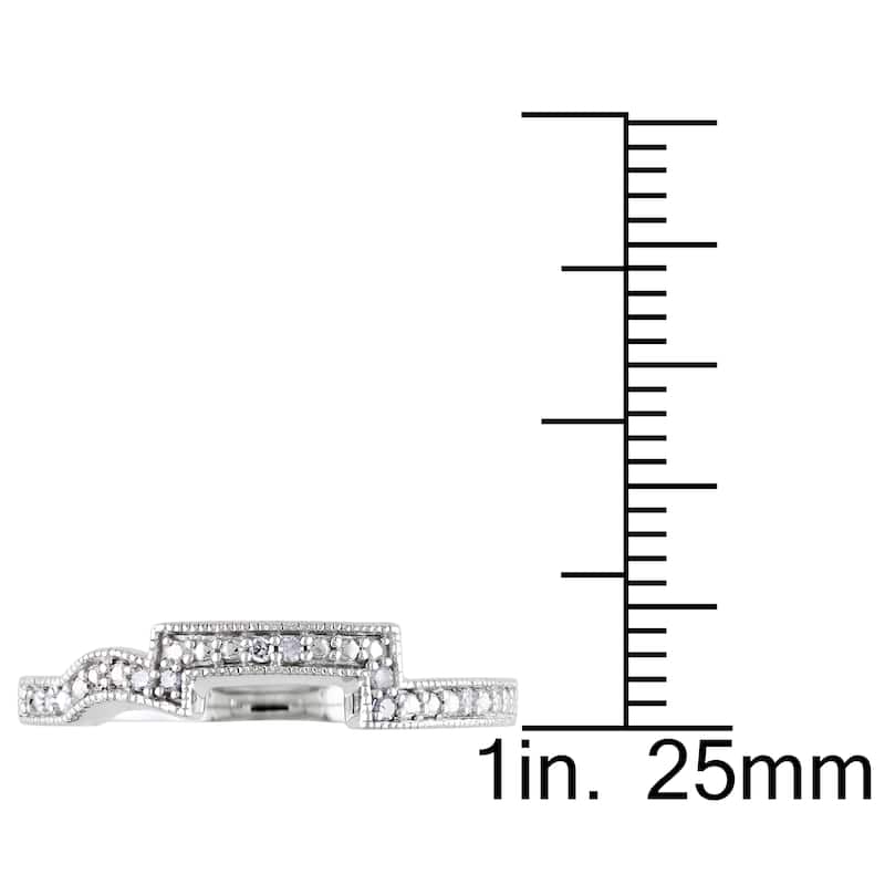 Miadora 10k White Gold Diamond Accent Curved Wedding Band