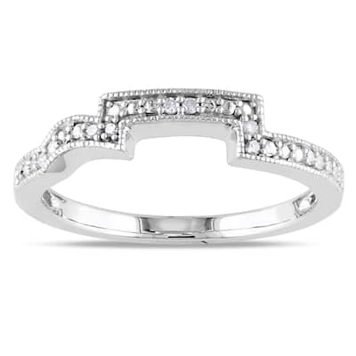 Miadora 10k White Gold Diamond Accent Curved Wedding Band