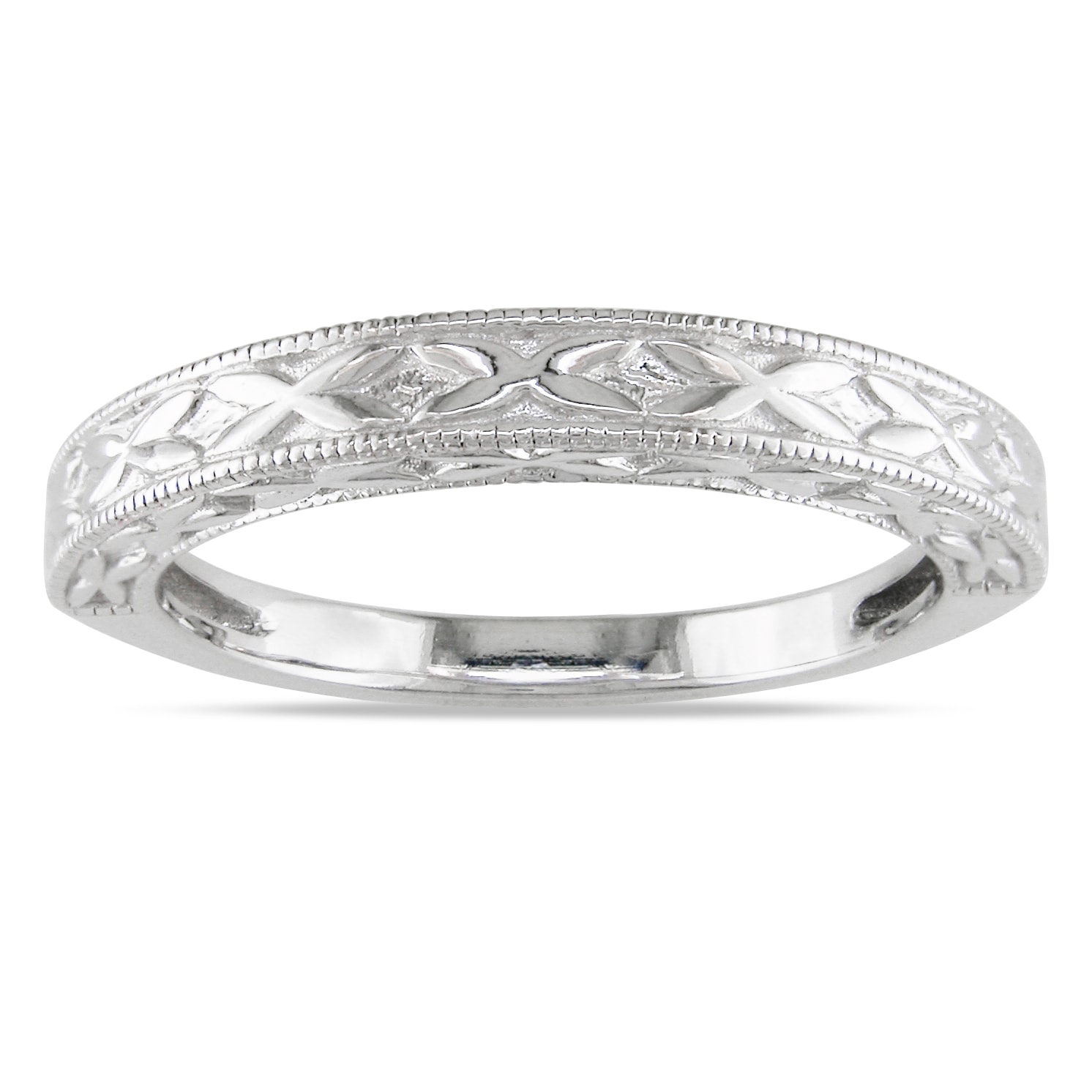 Miadora 14k White Gold Wedding Band