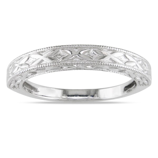 Miadora Textured 14k White Gold Wedding Band