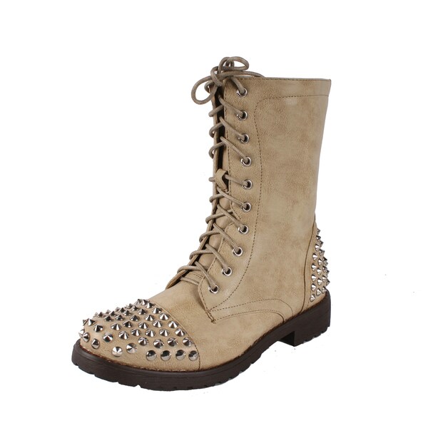 womens beige military boots