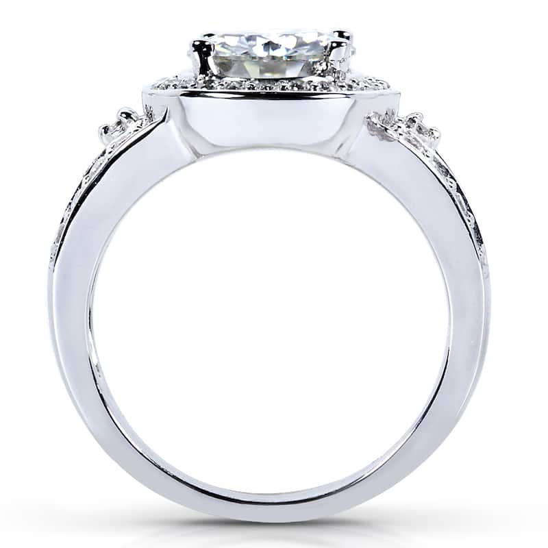 Annello by Kobelli 14k Gold 1 7/8ct TGW Moissanite and Diamond Circle Halo Engagement Ring