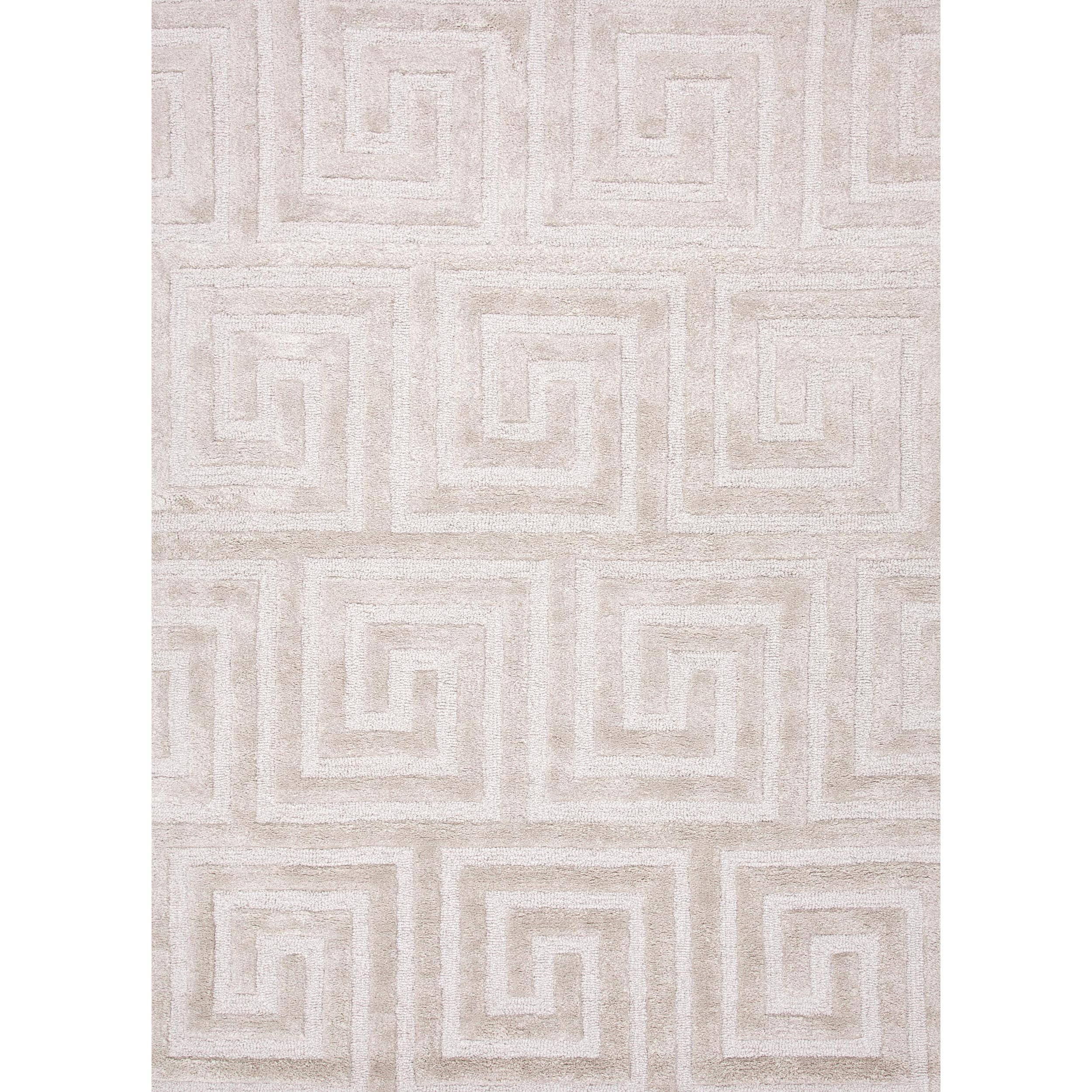 Hand tufted Abstract Dark Ivory Modern Geometric Wool/silk Rug (8 X 11)