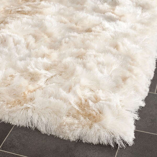 Safavieh Handmade Silken Glam Paris Shag Ivory Runner Rug - 2'3" x 10' Runner