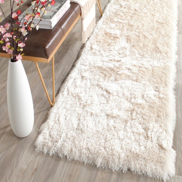 Safavieh Handmade Silken Glam Paris Shag Ivory Runner Rug - 2'6" x 4'