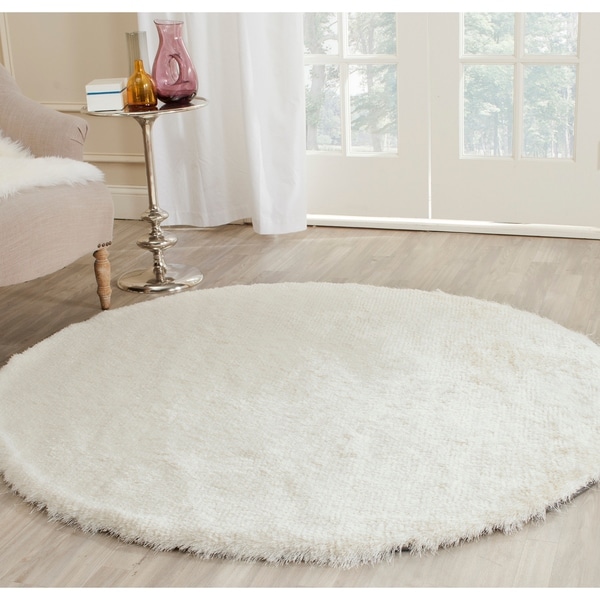 Safavieh Handmade Silken Glam Paris Shag Ivory Rug - 7' x 7' Round