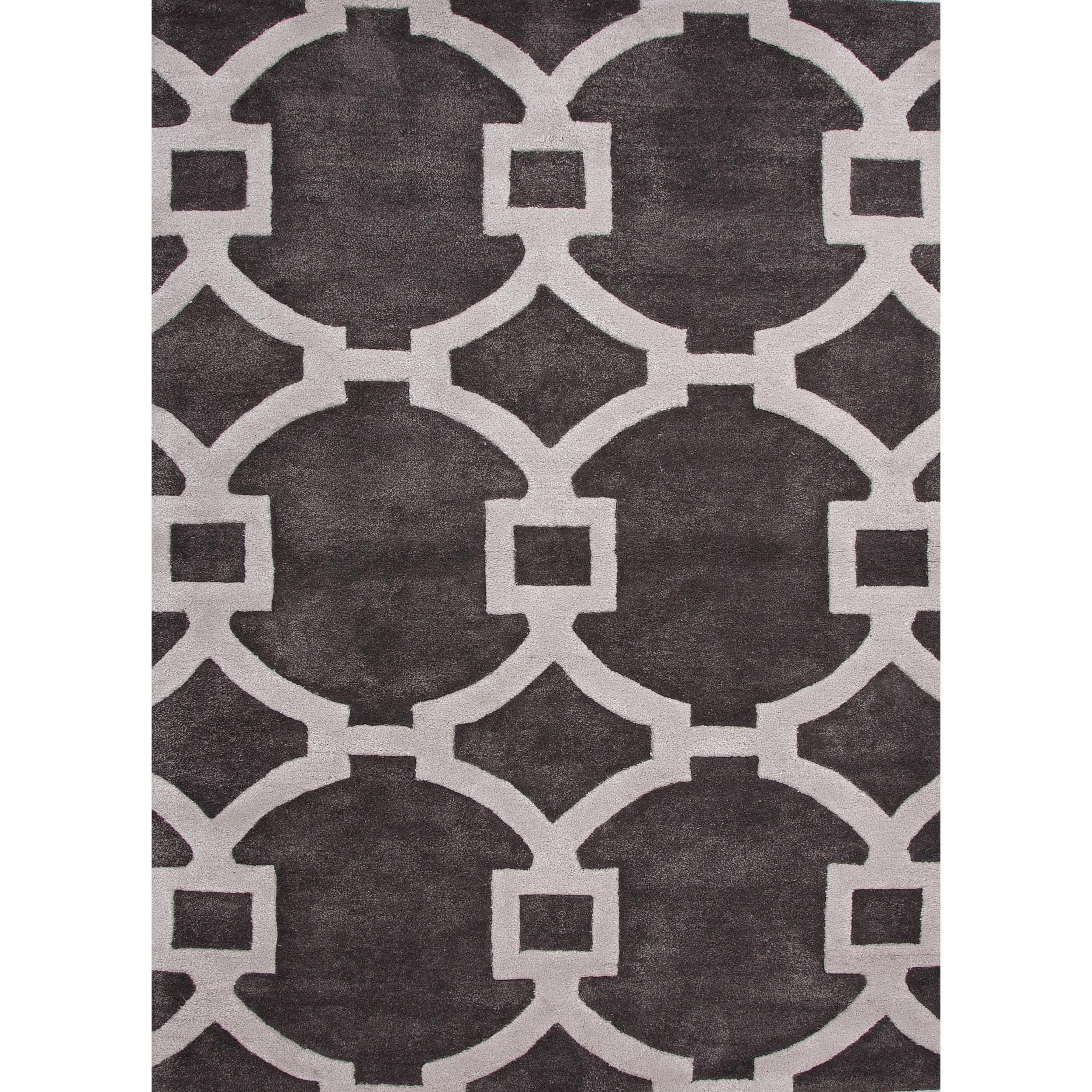 Hand tufted Modern Geometric Wool/ Silk Rug (96 X 136)