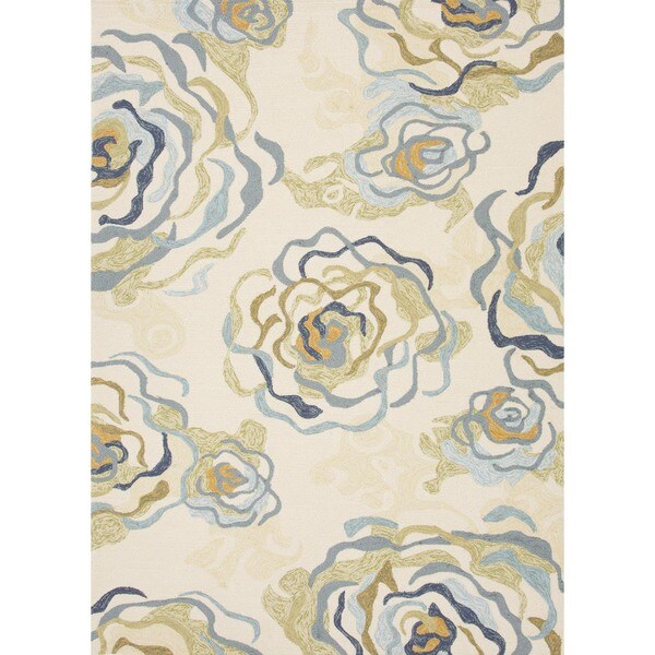 Shop Floral Blue Indoor/ Outdoor Rug (5' x 7'6) Free Shipping Today 7554920