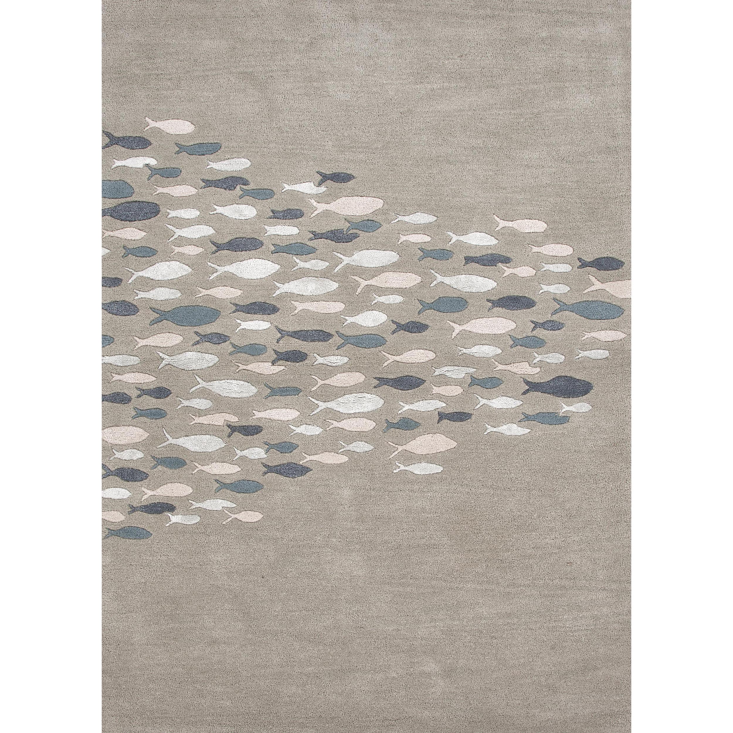 Transitional Coastal Blue Wool/ Silk Tufted Rug (2 X 3)