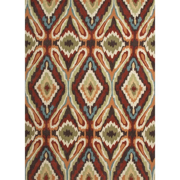 Transitional Tribal Red/ Orange Tufted Rug (3'6 x 5'6)