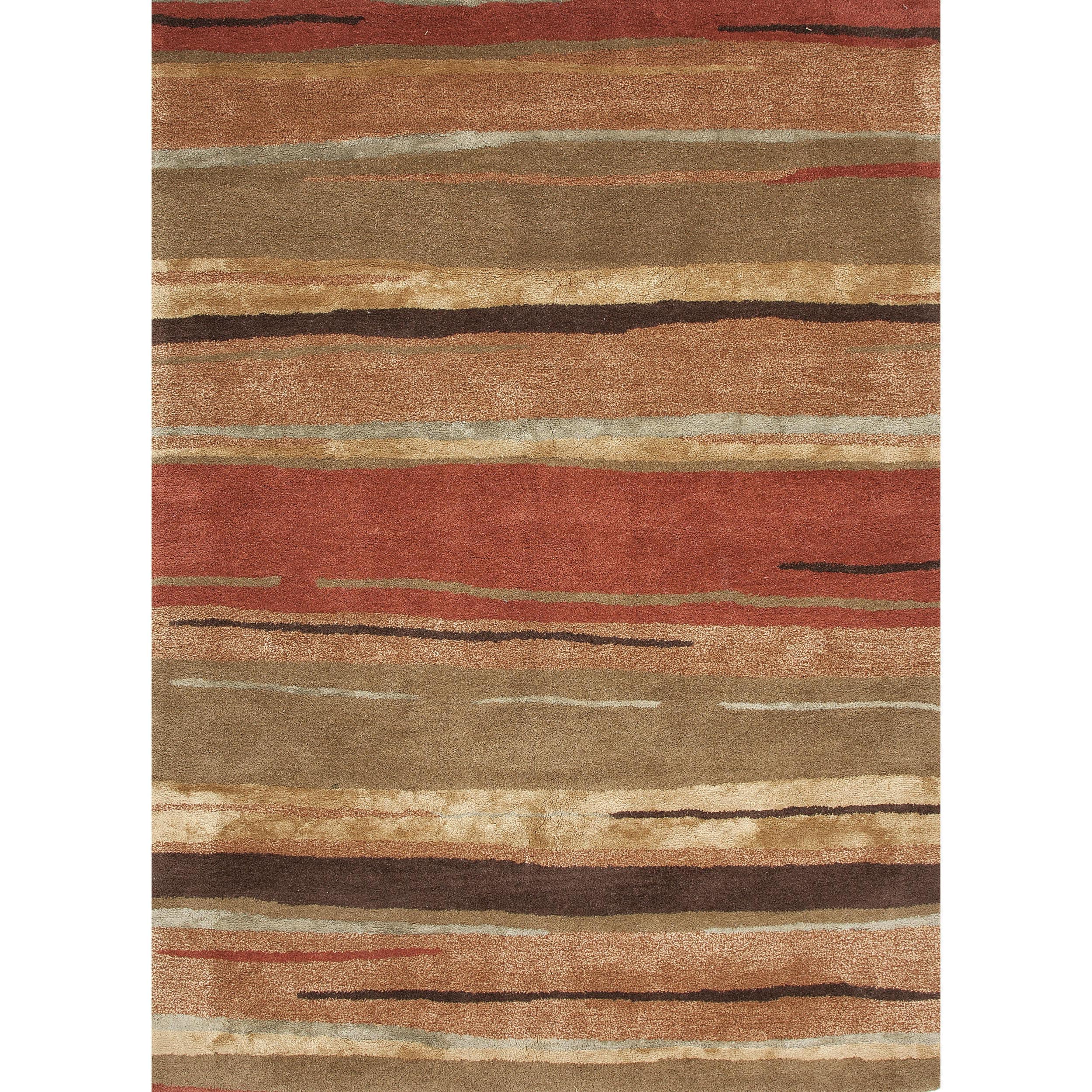 Transitional Red/ Orange Wool/ Silk Tufted Rug (36 X 56)