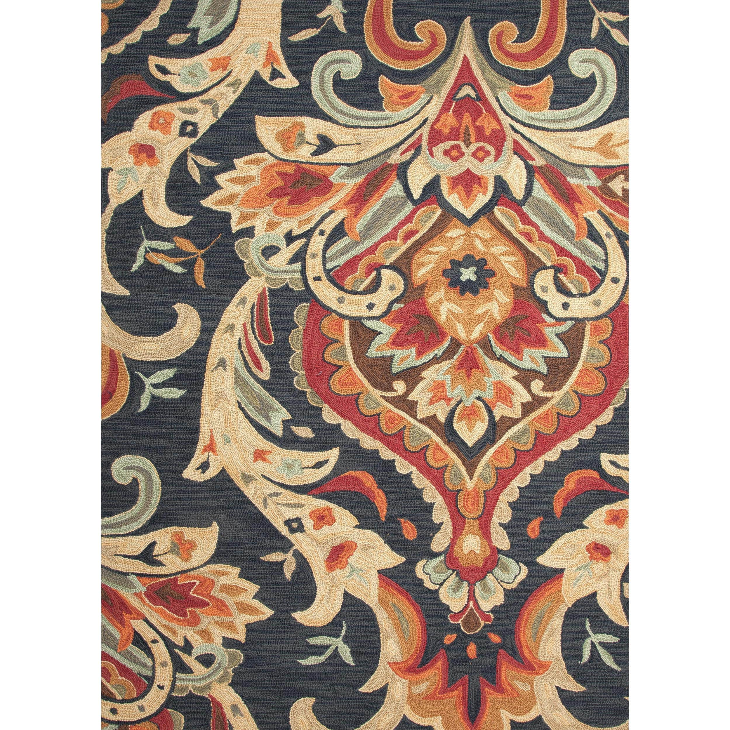 Transitional Floral Blue Tufted Rug (76 X 96)