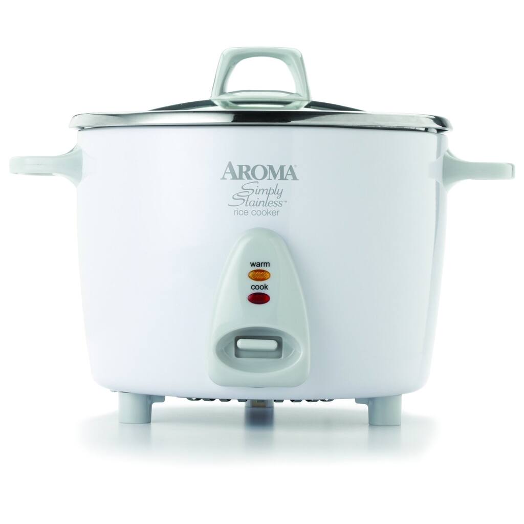 Aroma White 20-cup Simply Stainless Rice Cooker