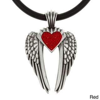 Pewter Colored Crystal Heart 'Wings of Uriel' Necklace Bico Australia Crystal, Glass & Bead Necklaces