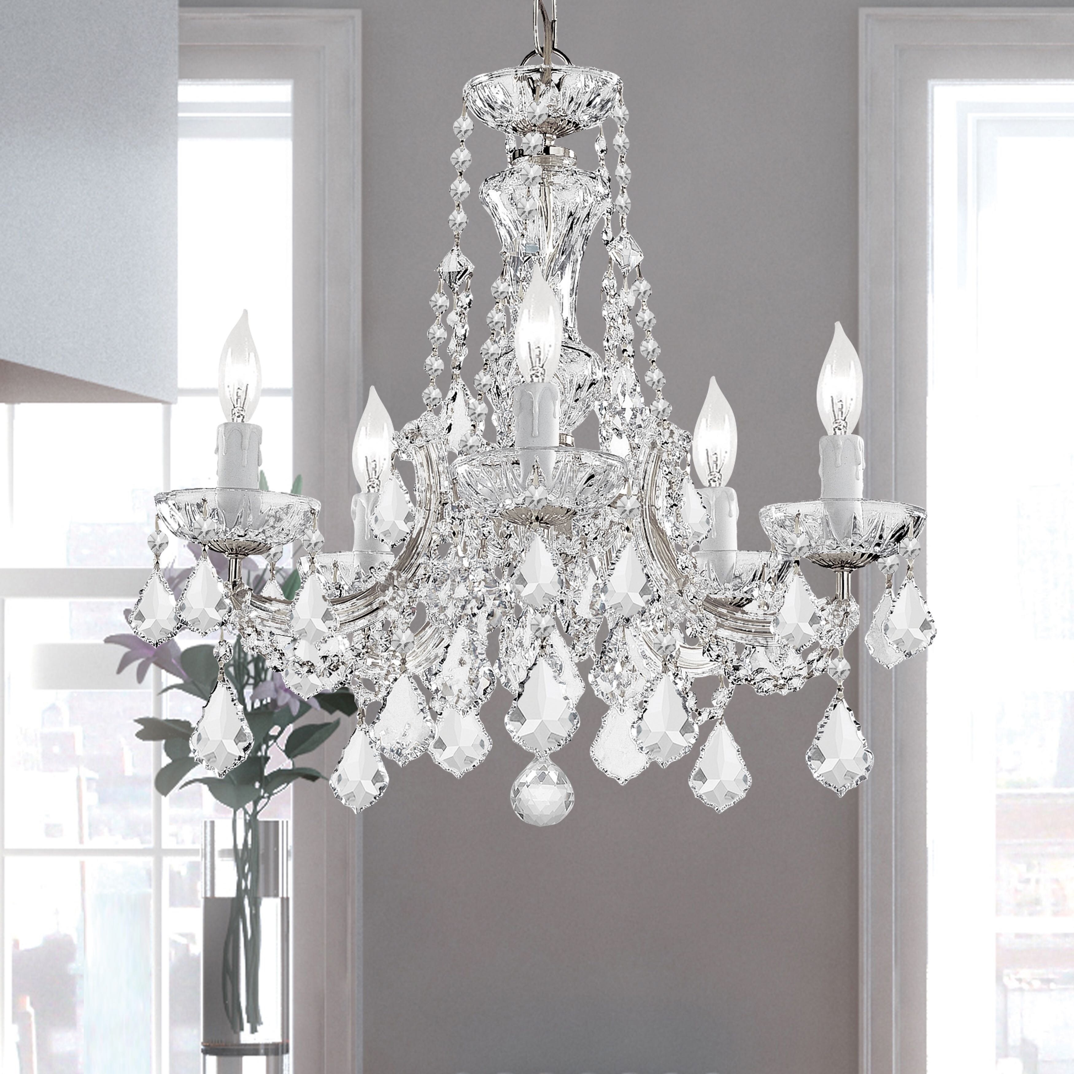 Crystorama Maria Theresa Collection 5-light Polished Chrome Chandelier - Chandeliers For Bedrooms by Overstock.com