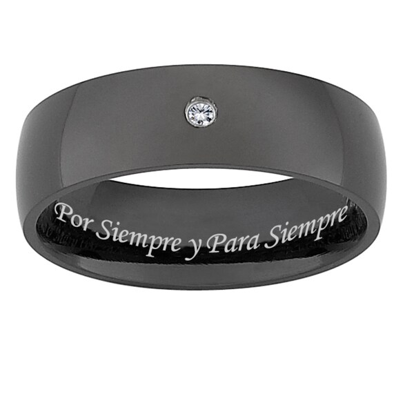 Black Titanium Men's Diamond Accent 'Por Siempre y Para Siempre' Ring Men's Wedding Bands