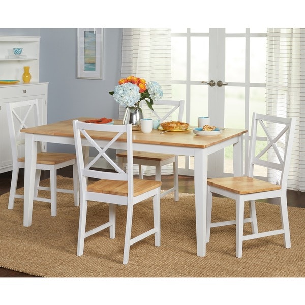 Simple Living Crossback White Natural 5 Piece Dining Set Free Simple Living Crossback White Natural 5 Piece Dining Set