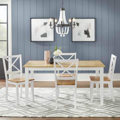 Simple Living Crossback White/Natural 5-piece Dining Set