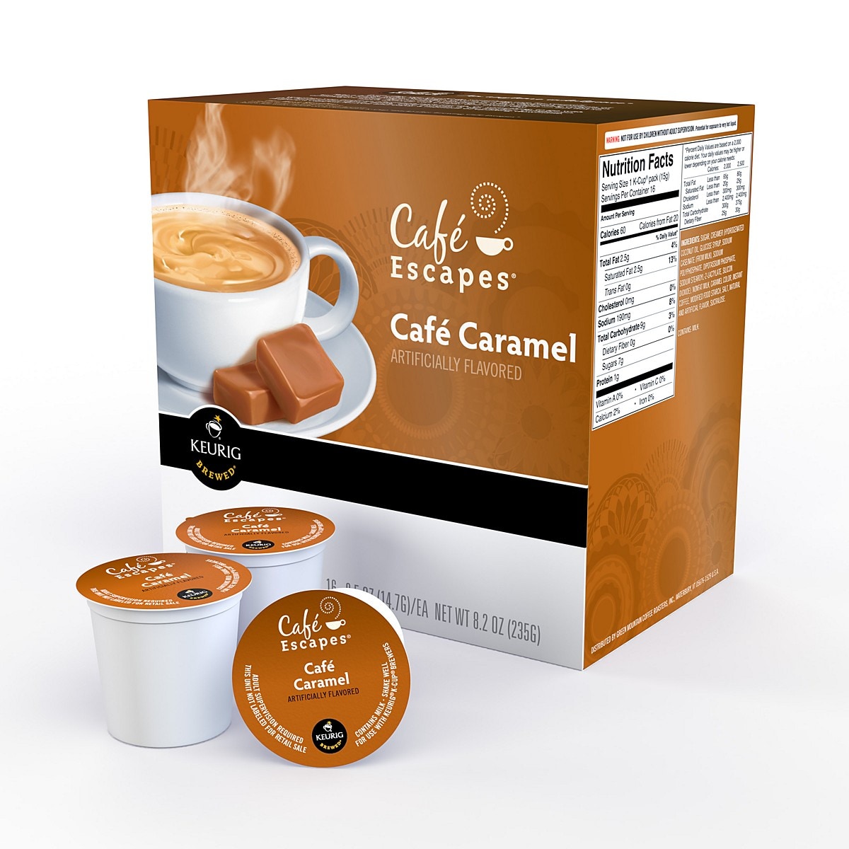 Cafe Escapes Cafe Caramel K cups For Keurig Brewers (pack Of 96)