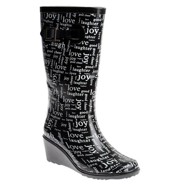 Shop Henry Ferrera Women's Rubber 'Love' Wedgeheel Rain Boots Free