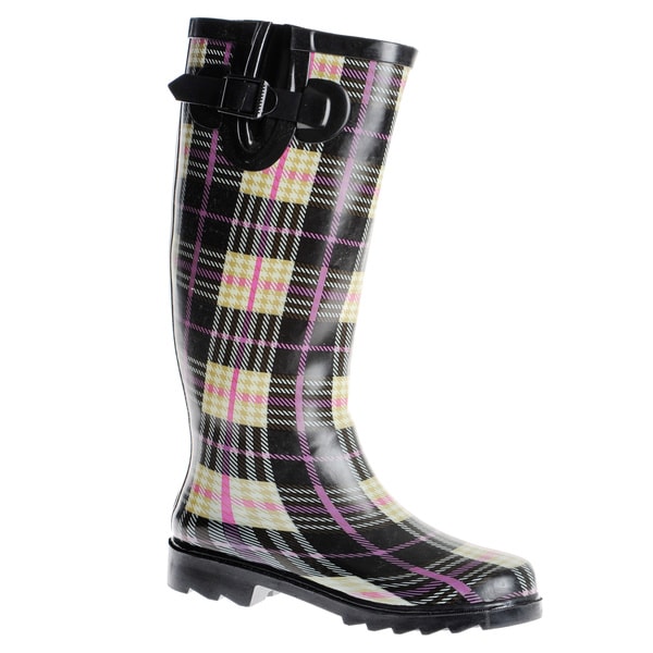 women's plaid rain boots