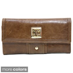 Castello Women's Checkbook Clutch Leather Wallet - 12629150 - Overstock ...