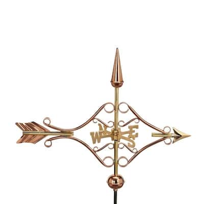 Victorian Arrow Pure Copper Garden Weathervane with Garden Pole by Good Directions