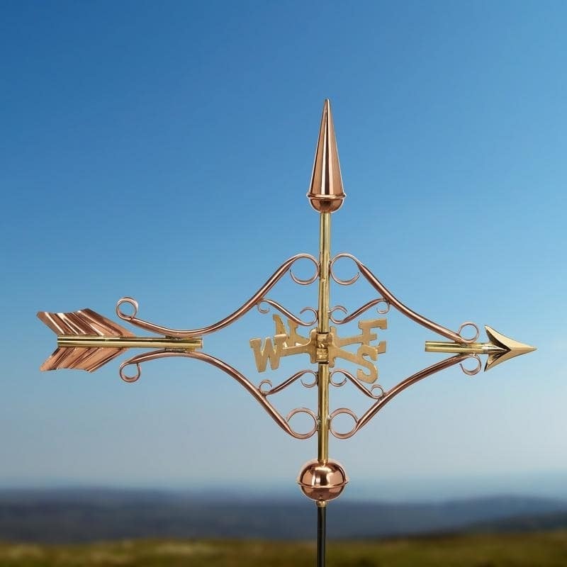 Victorian Arrow Pure Copper Garden Weathervane with Garden Pole by Good Directions