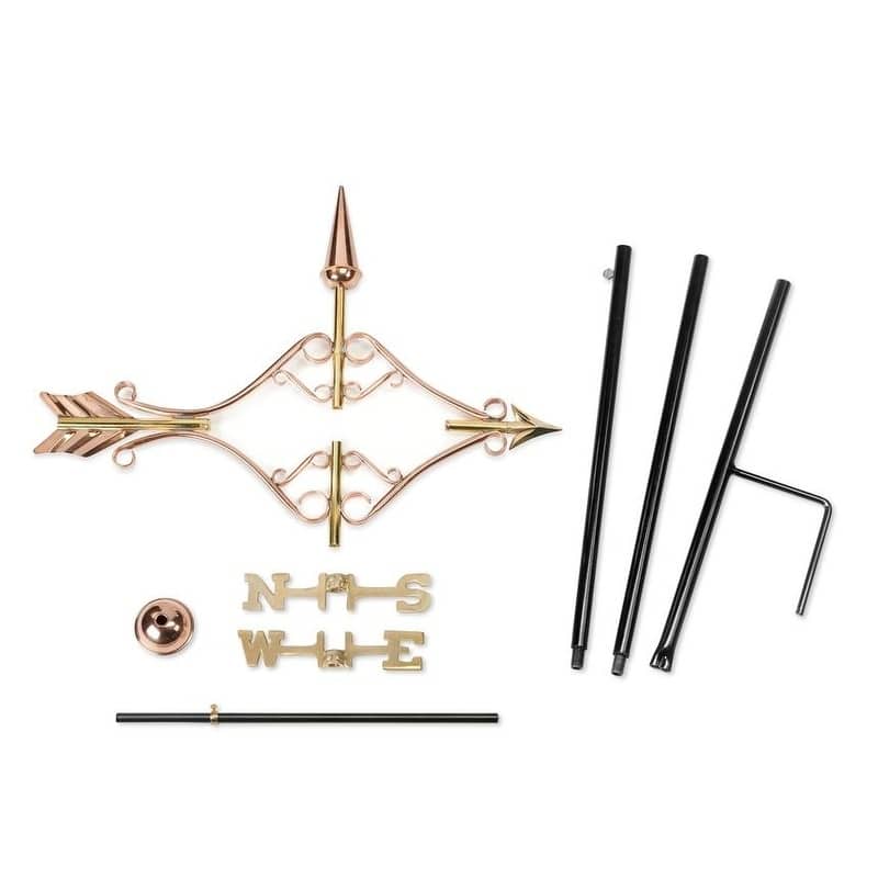 Victorian Arrow Pure Copper Garden Weathervane with Garden Pole by Good Directions