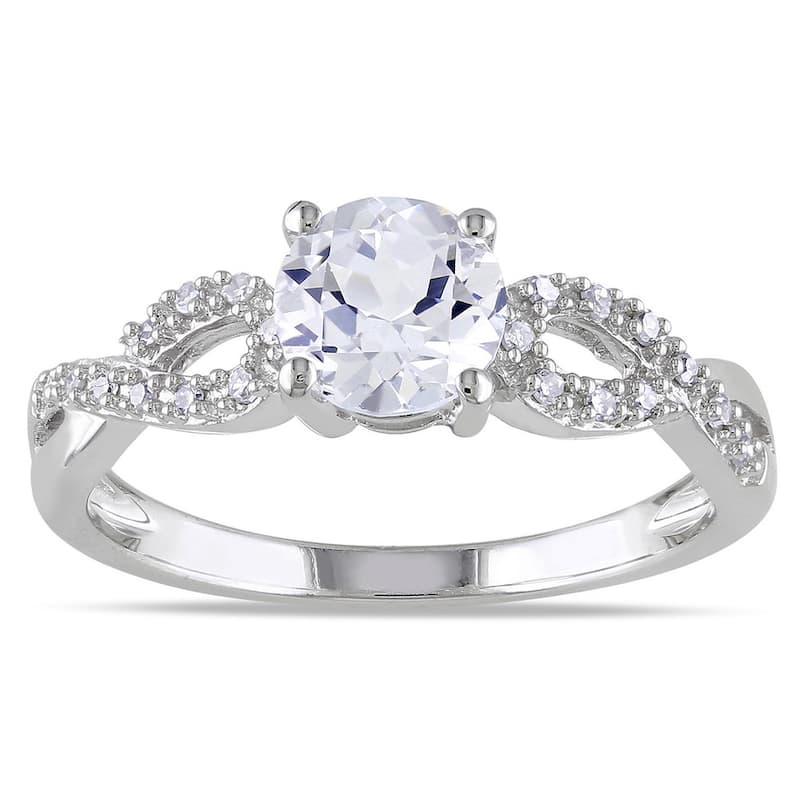 Miadora 10k Gold Gemstone and 1/10ct TDW Diamond Infinity Ring (G-H, I1-I2)