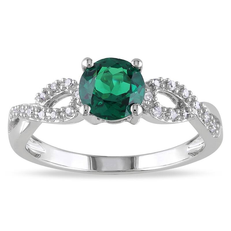 Miadora 10k Gold Gemstone and 1/10ct TDW Diamond Infinity Ring (G-H, I1-I2)