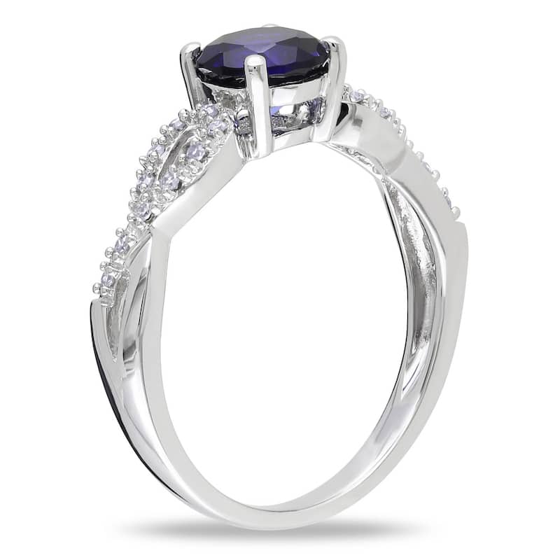 Miadora 10k Gold Gemstone and 1/10ct TDW Diamond Infinity Ring (G-H, I1-I2)