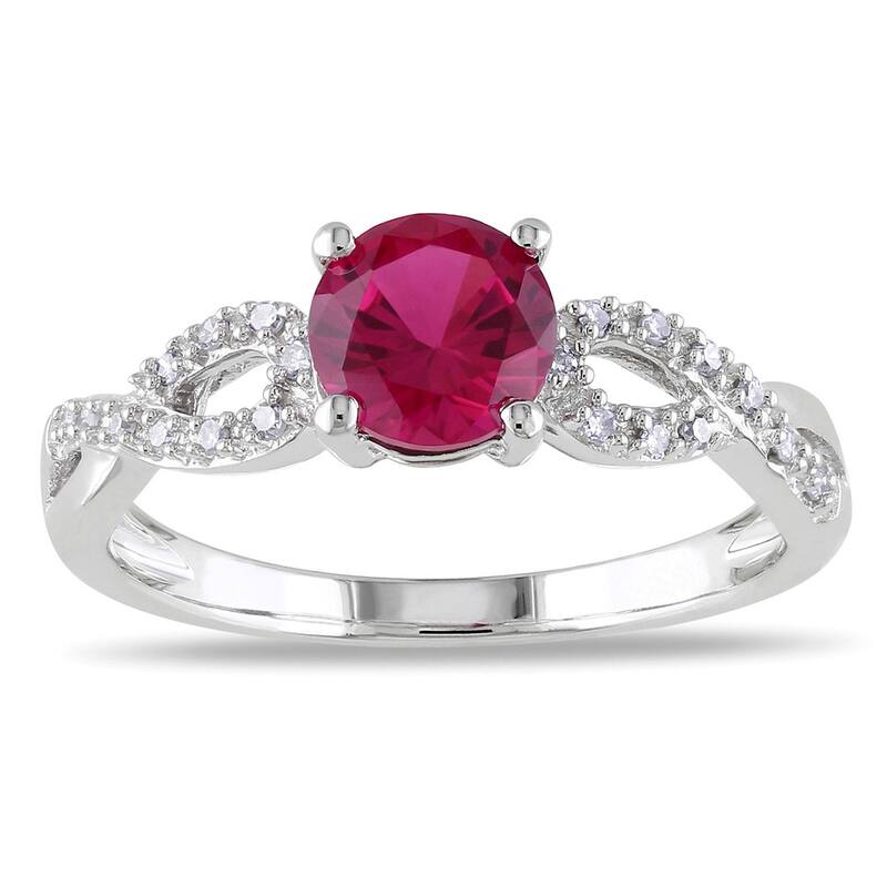 Miadora 10k Gold Gemstone and 1/10ct TDW Diamond Infinity Ring (G-H, I1-I2)