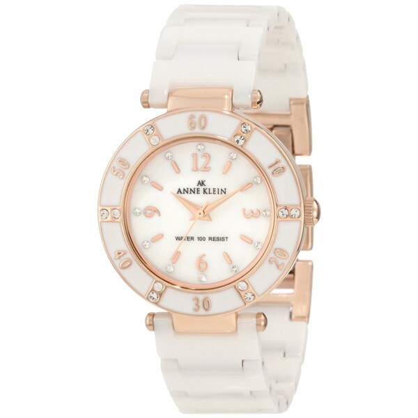 anne klein white and gold watch