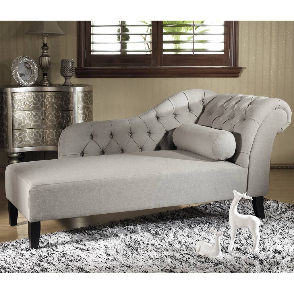 Baxton Studio 'Aphrodite' Tufted Putty Gray Linen Modern Chaise Lounge