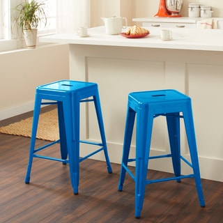 Blue Bar Stools - Shop The Best Deals For May 2017 - Tabouret 24-inch Baja Blue Metal Counter Stool (Set of 2)